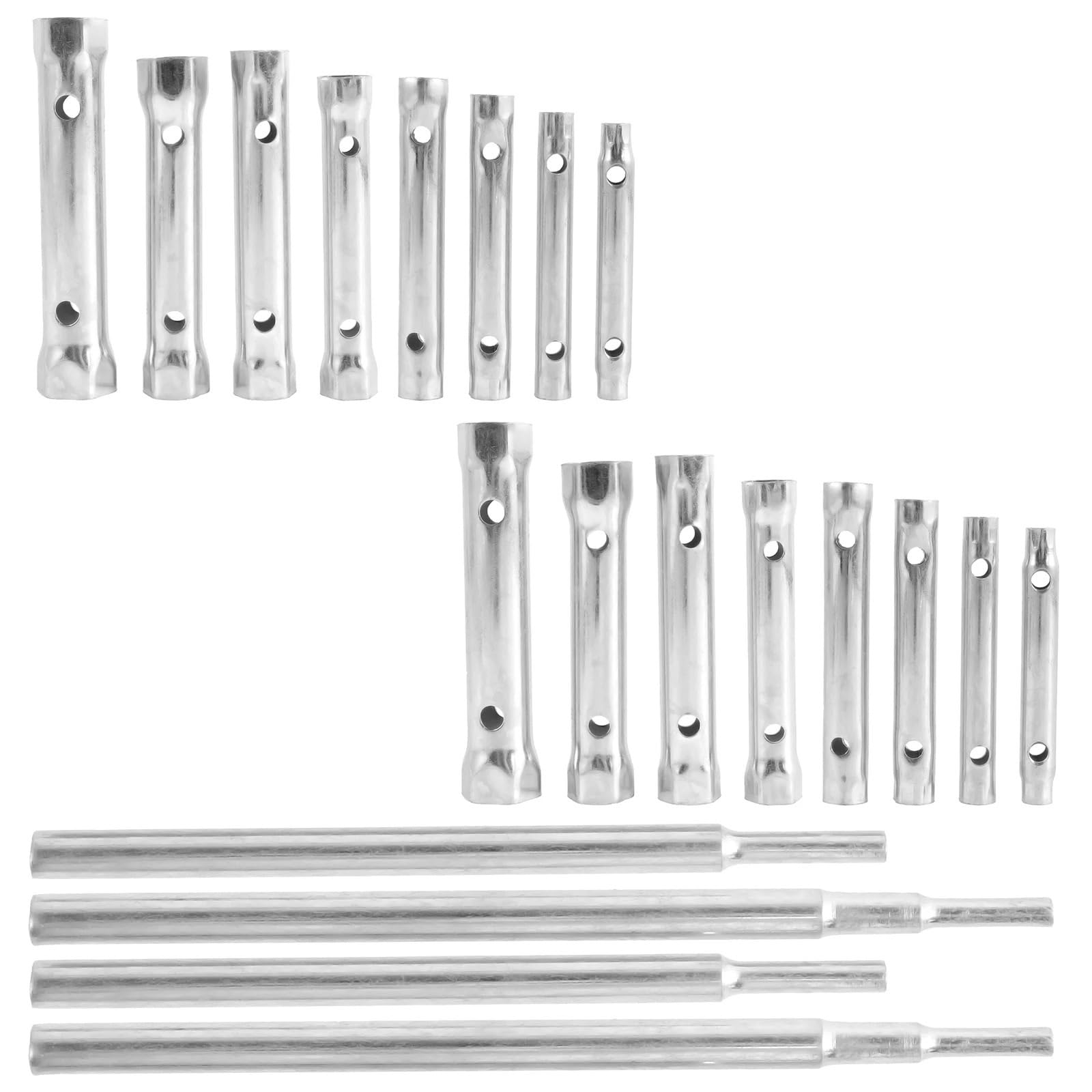 Juego de llaves tubulares doble extremo, llave for grifo, tubo, ducha, válvula, enchufe acero al carbono, plomero, bujía extendida Juego de llaves de tubo(20pcs)
