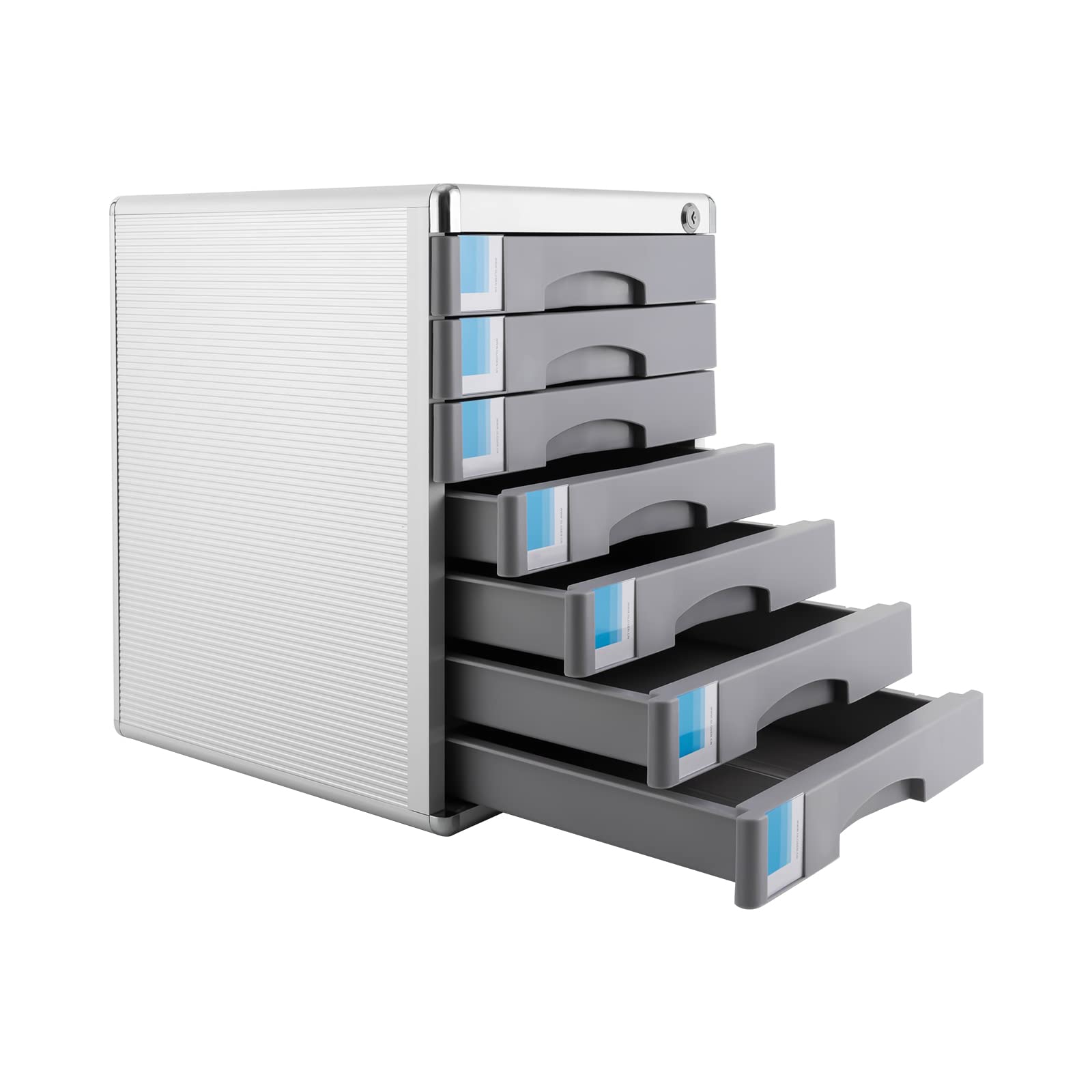 Caja de almacenamiento de metal con 7 compartimentos, 30 x 36 x 40,5 cm, cajones de aleación de aluminio