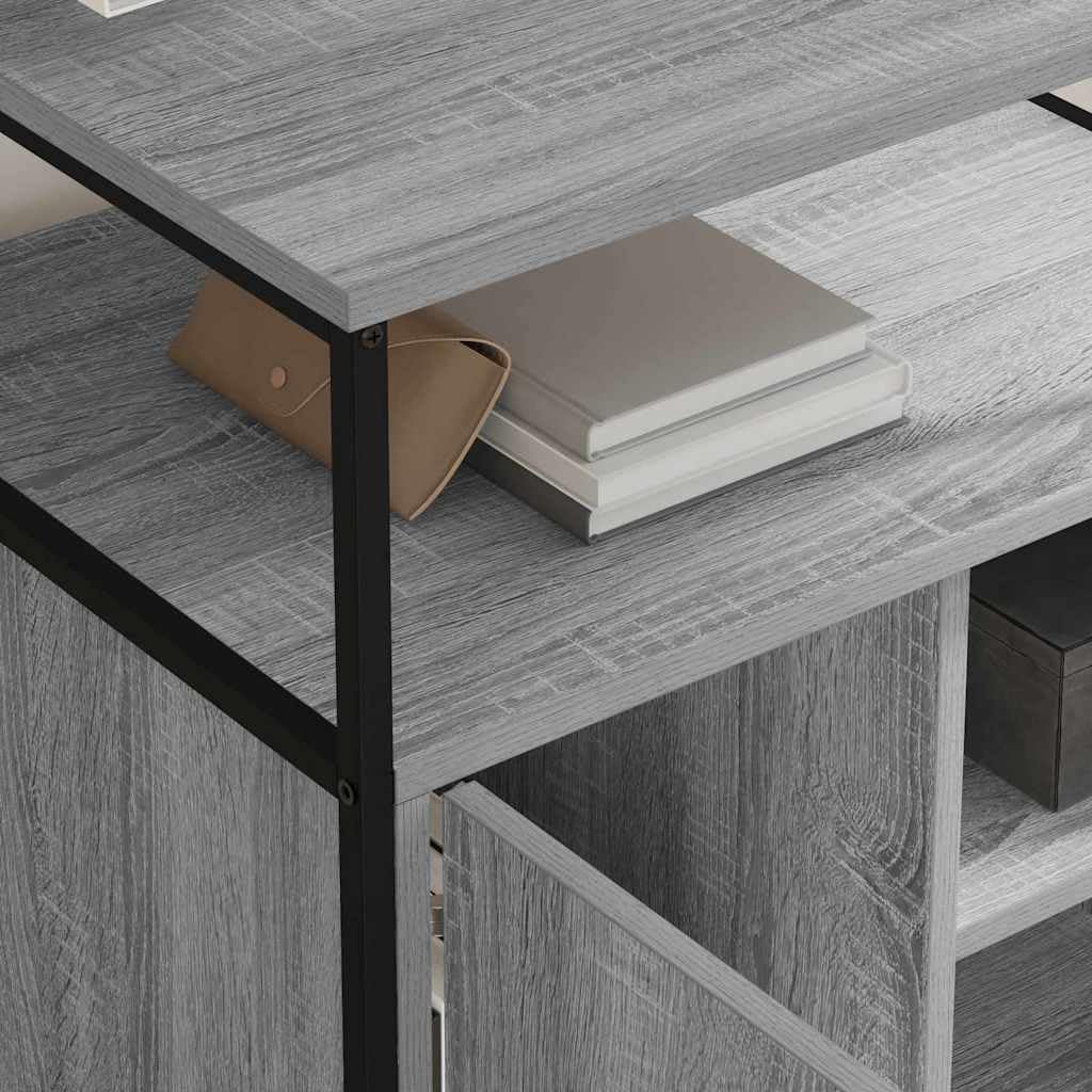 Cabina Con Stazione Di Ricarica Grigio Sonoma 61x46x67 Cm | Legno multistrato, telaio in acciaio, 3 ripiani regolabili, ruote, per ufficio domestico
