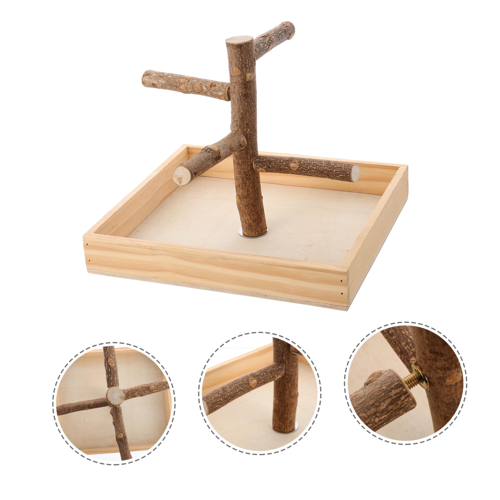 Percha de Madera para Pájaros, Puesto de Entrenamiento Portátil Beige | Percha Pájaros, Soporte de Juego Portátil, Juguete de Madera para Ejercicios de Aves Pequeñas