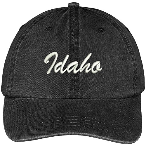 Trendy Apparel Shop Idaho State Embroidered Low Profile Adjustable Cotton Cap - Black