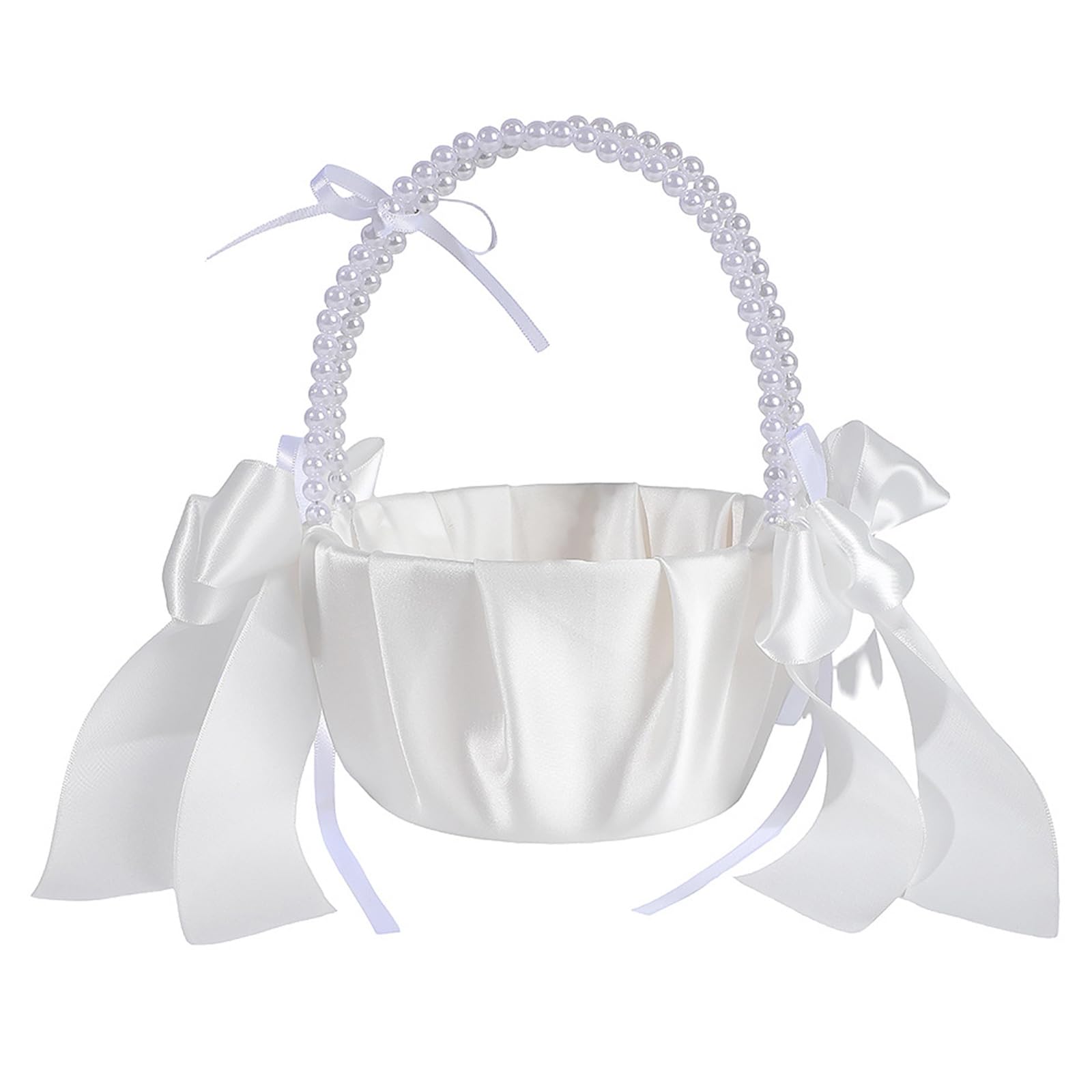 Bowknot Floral Basket for Ceremony Reception Centerpieces and Petal Tossing Props Handheld Wedding Basket