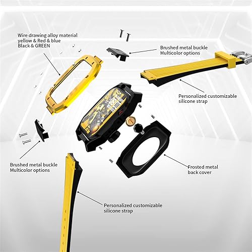 Miniatura 2 de Correa de reloj de aleación para Apple Watch Series 8 7 6 5 4 SE 1.772 in 1.654 in 1.732 in lujo metal caucho acero inoxidable reloj Mod Kit correa