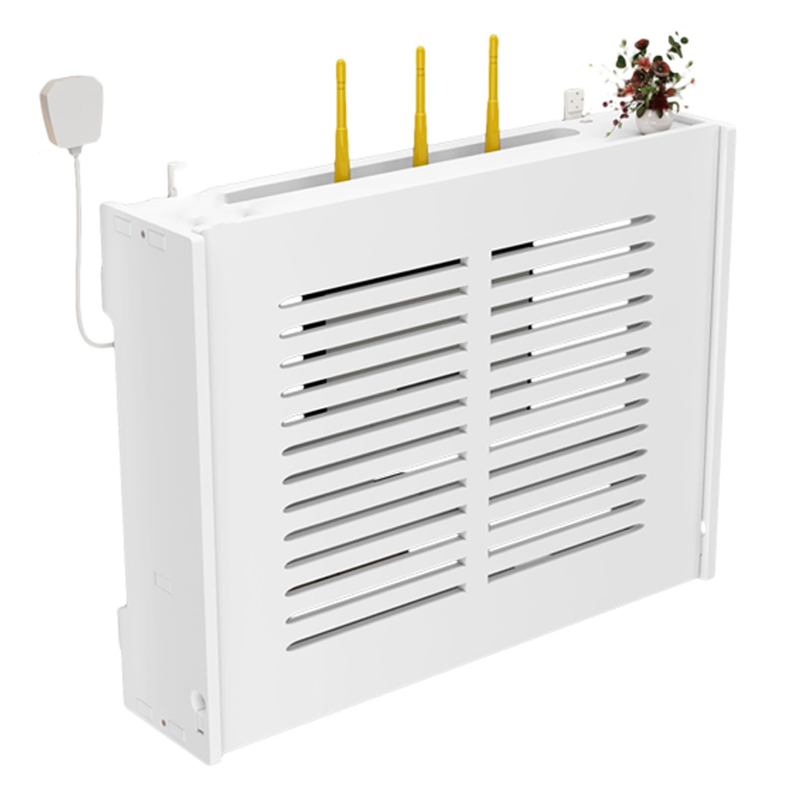 Meiiron Wireless WiFi Router Rack, Router Modem Cabinet Blinds Storage Shlef Decoration 2 Layer Cable Management Hider Box, Easy to Install (Size : 47x11x36cm)