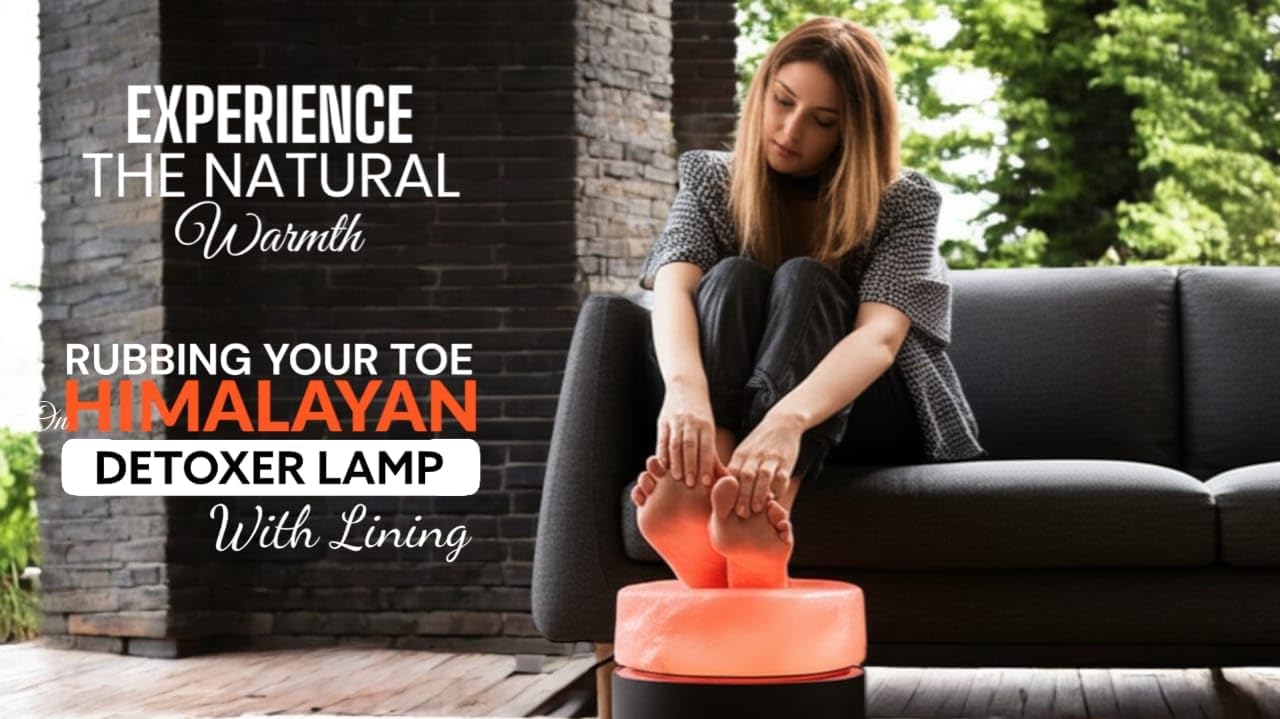 Himalayan Natural Salt Lamp with Flat Lined Surface for Toe Rubbing – 8 Inch Diameter, for Relaxation and Detoxification, for Spa or Home use.