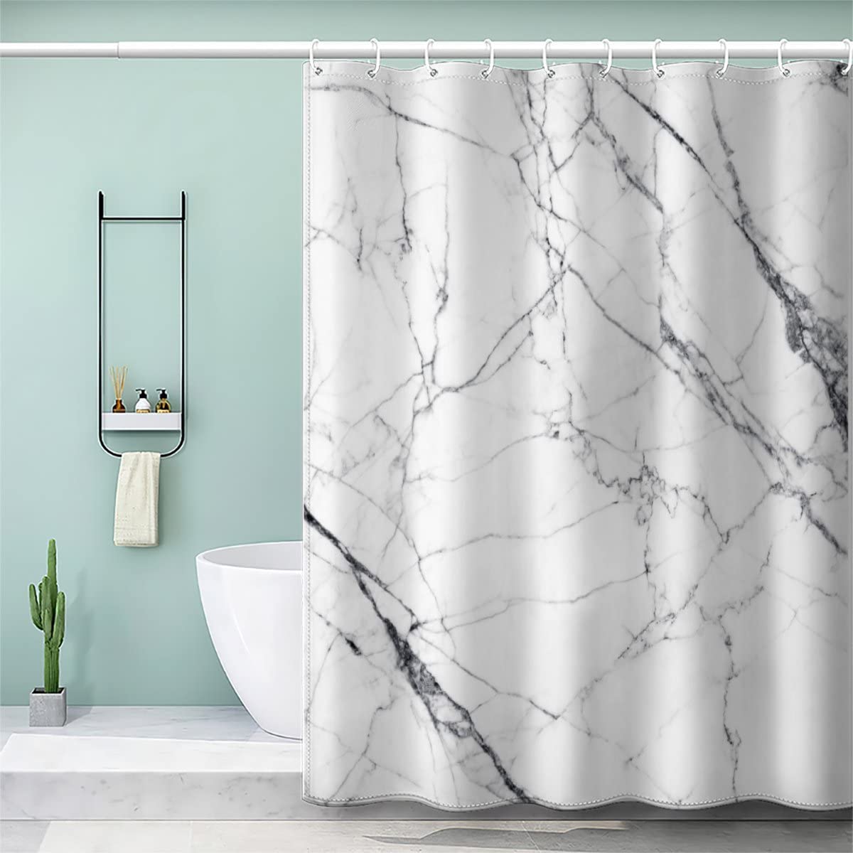 VASENA Shower Curtain Marble Geometric Patterns Bath Curtain 3D Printed Mould Proof Bath Curtains for Shower Polyester Shower Curtains 180x180 cm