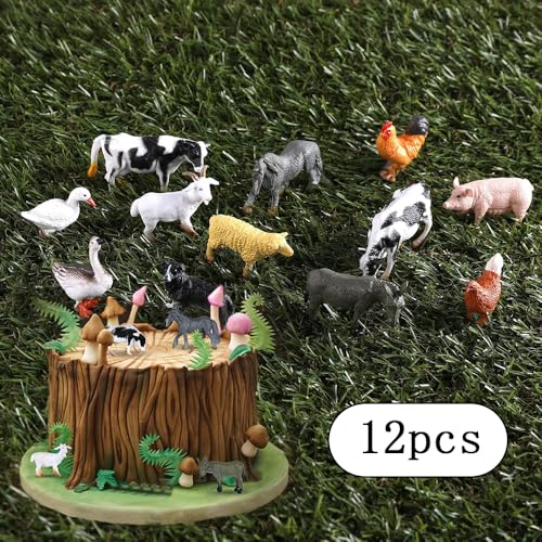 FEZTGVOFA 12 Pcs Farm Animals, Realistic Plastic Farm Animals for Kids, Mini Plastic Farms Animalss Figures Realistic, for 2 Year Olds Childs Farms Kit for Toddlers Learning Kids Toddlers - Image 6