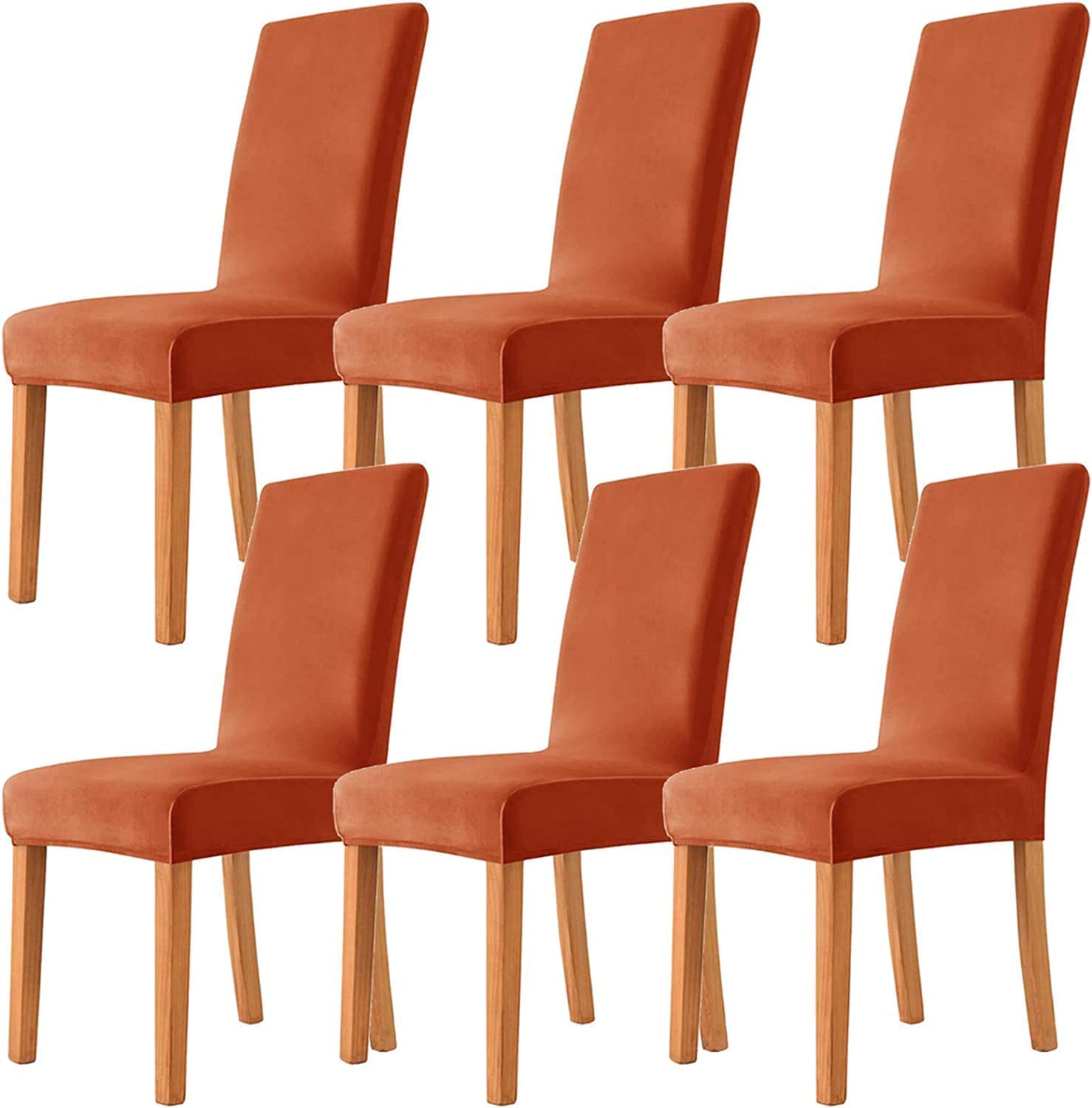 Luxurious Velvet Dining Chairs Slipcovers High Stretch Chair Covers Super Soft Chair Furniture Protector Covers for Hotel, Ceremony, Wedding Party, Dining Room ( Color : Russet Brown , Size : Set of 6