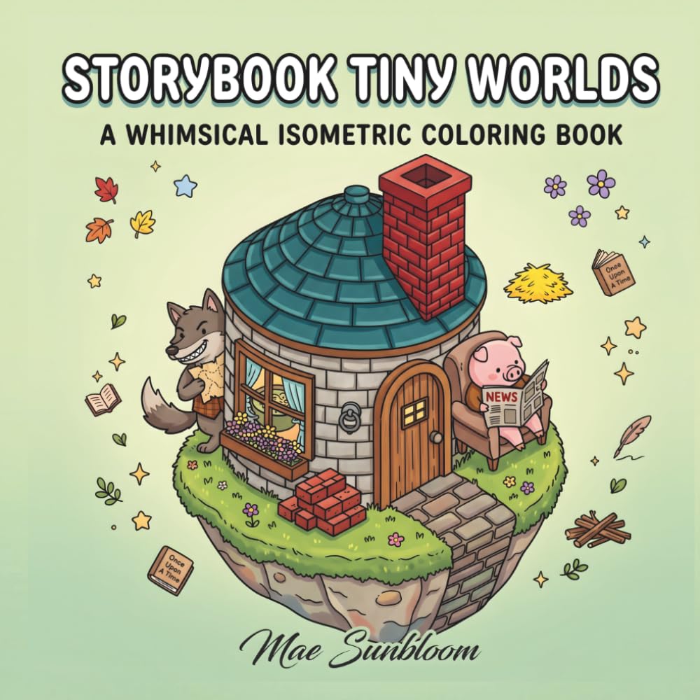 Storybook Tiny Worlds: A Whimsical Isometric Coloring Book of Cozy Tales and Floating Scenes