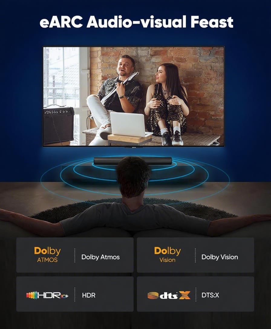 Cavi HDMI 2.1 8K, confezione da 5 pezzi, ultra alta velocità 4K/8K. Supporta 165/180/240Hz, HDR10, HDCP2.3, ARC/eARC, 3D, compatibile con soundbar, Roku, PC e Home Theater, TV, PS5