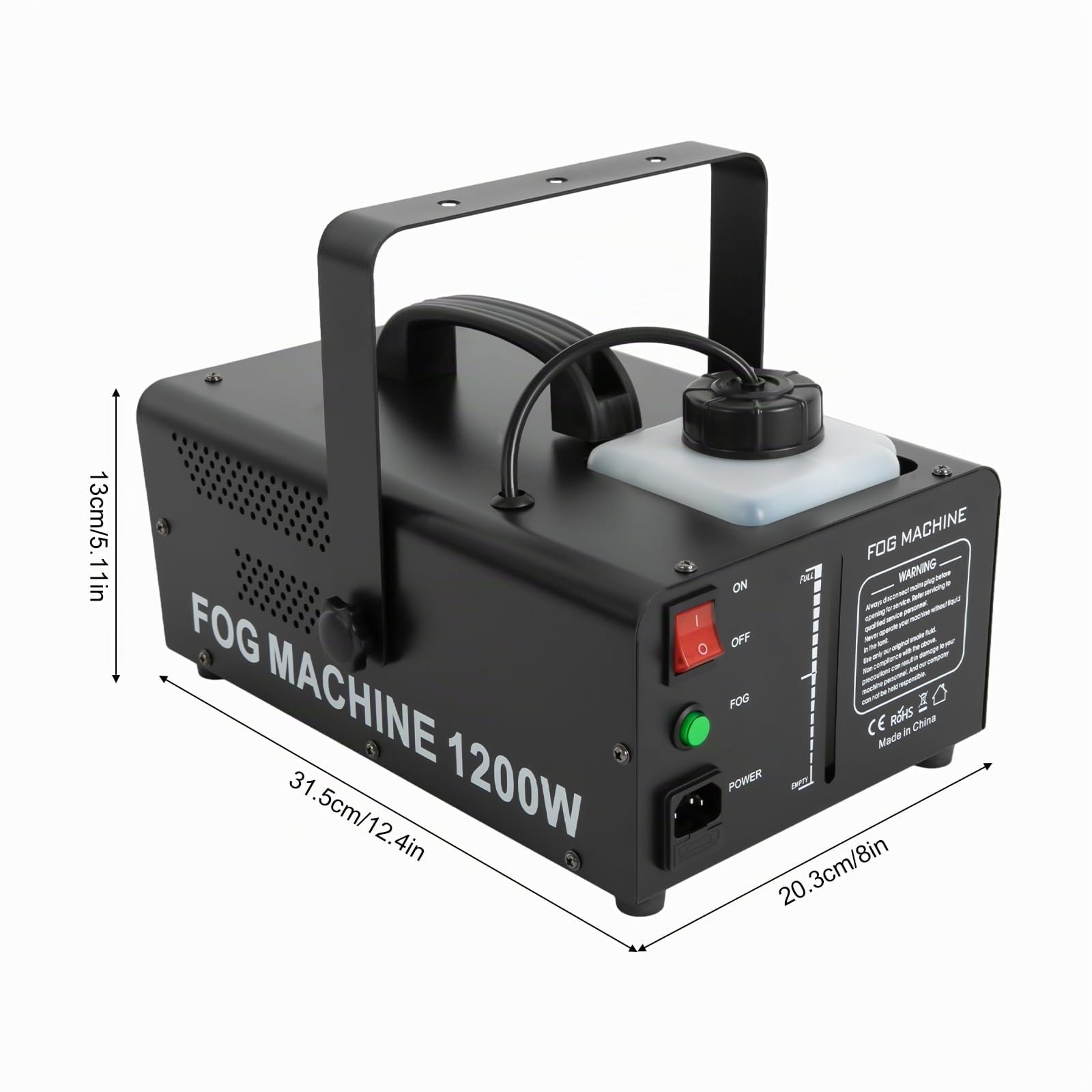 Macchina per fumo, 1200 W, doppio ugello a iniezione diretta, fumatori con 18 LED RGB, effetto palcoscenico, attrezzatura con telecomando, grande volume di spruzzo per matrimoni, effetto palcoscenico