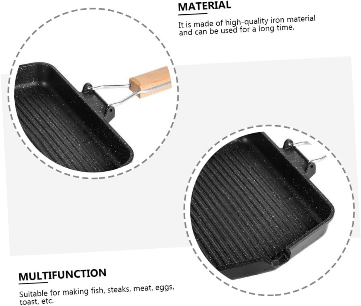 Square Non-stick Barbecue Plate Grill Pan, Maifan Stone Coating, Induction Compatible, Smoke-free Steak and Fish Grilling Pan for Kitchen and Household Bbq Use