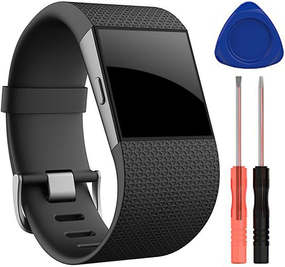 QGHXO Band for Fitbit Surge, Soft Silicone Adjustable Replacement Strap with Metal Buckle Clasp for Fitbit Surge (No Tracker)