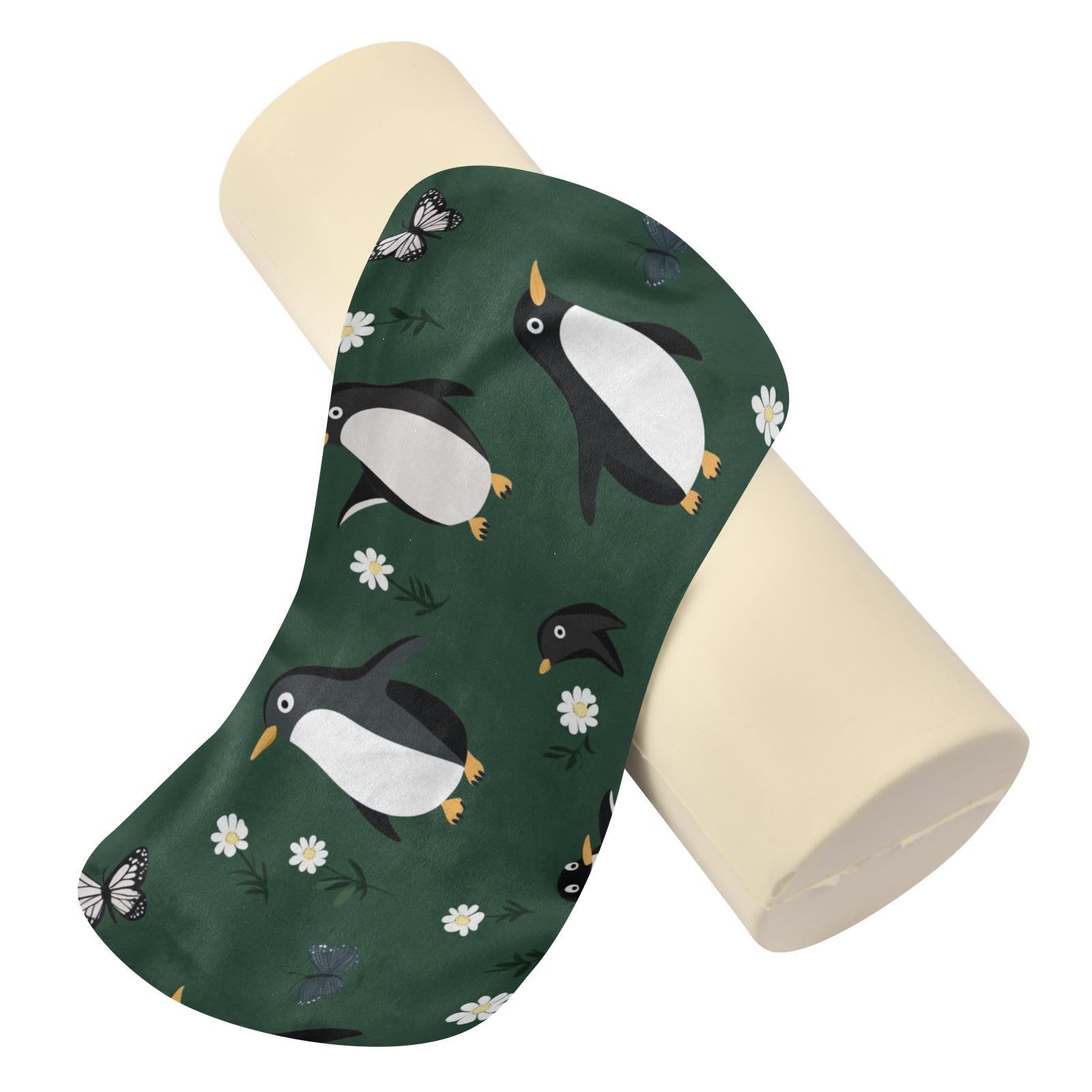 miaozhen Cartoon Cute White Penguin Bolster Pillow Cotton Round Pillow Forms almohada para columna 5.5''x17''