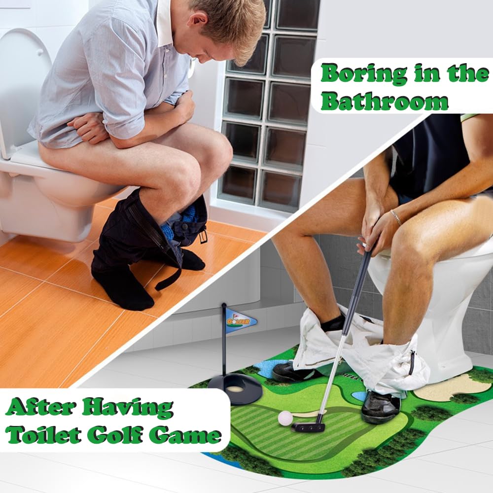 Set Completo da Golf per Toilette YGCHEN con Putter, Palla, Bandierina e Tappetino