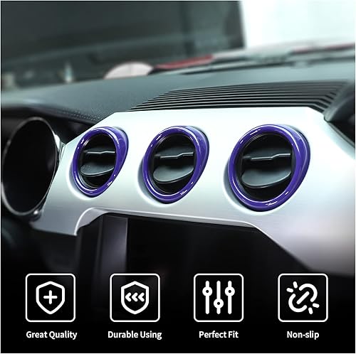 Miniatura 4 de RT-TCZ Anillo de cubierta de ventilación de salida de aire acondicionado de consola central, accesorios interiores para Ford Mustang 2015-2022, 3