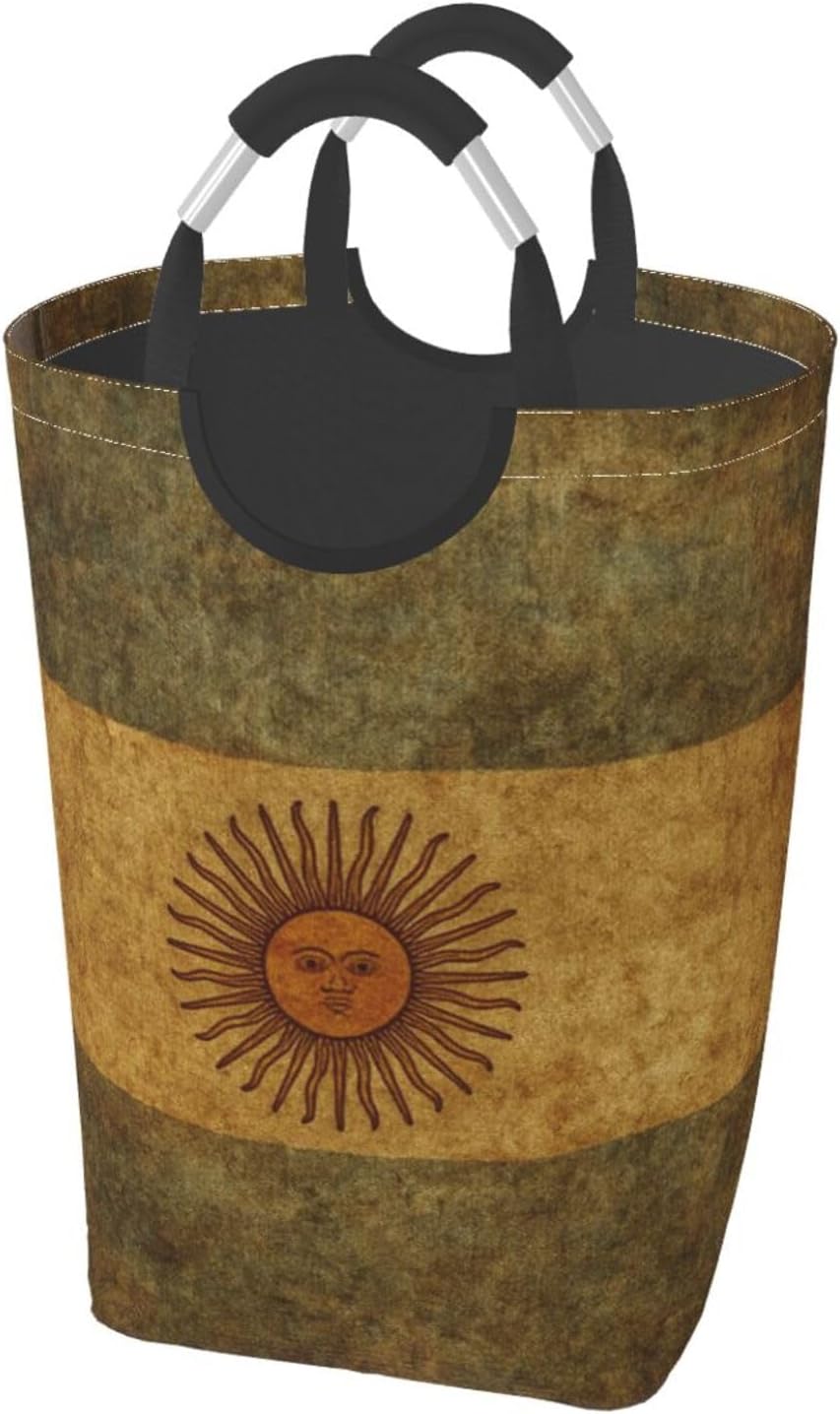 50l Laundry Basket Argentina Vintage Flag Waterproof Laundry Hamper Foldable Clothes Laundry Bag With Handles