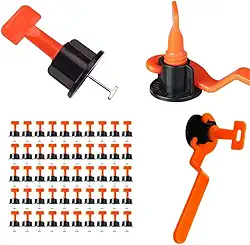 Kit 50 Nivelador de Piso Reutilizável Espaçador Porcelanato Agulha Substituível + Chave Aplicadora