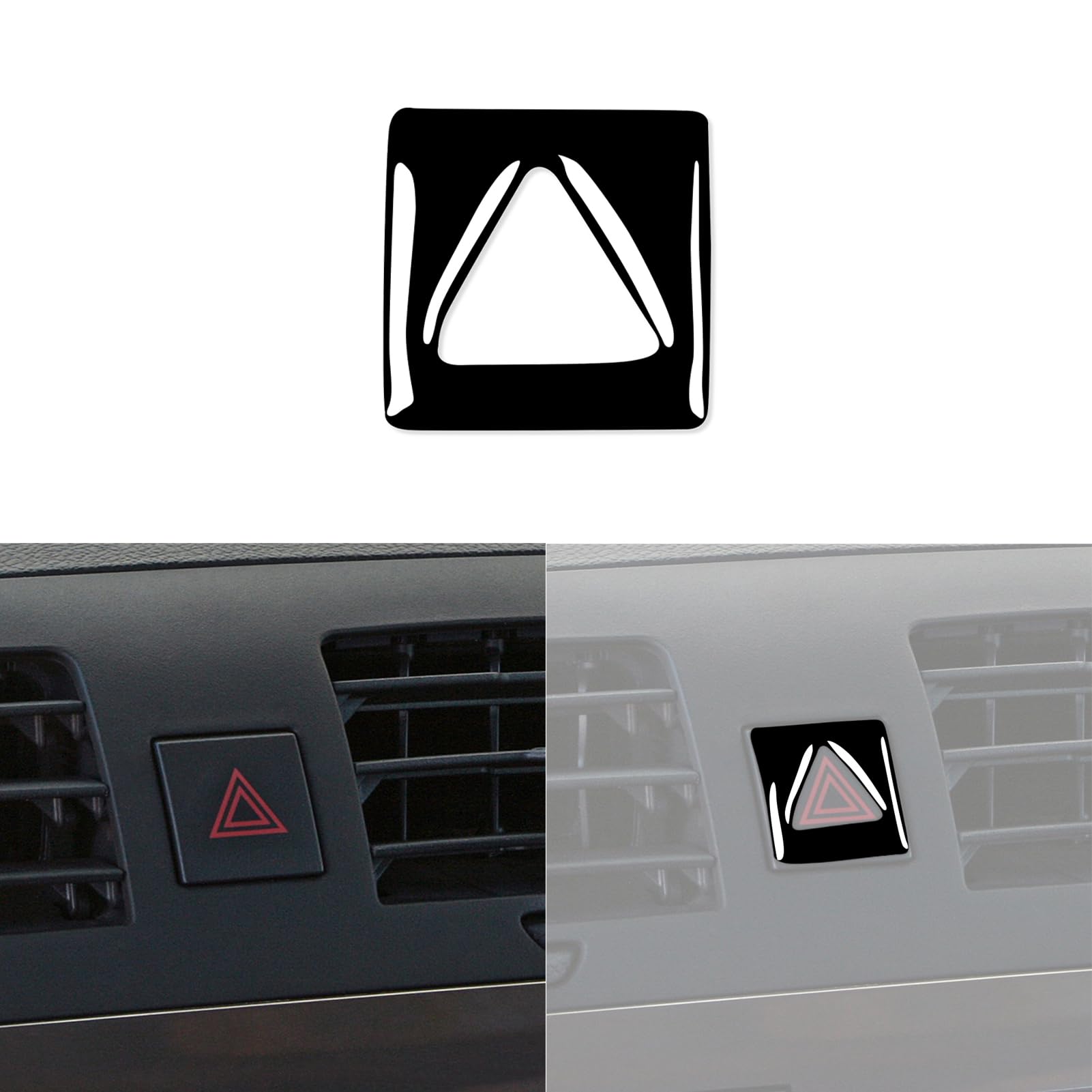 PJFUS 1pc Glossy Car Dash Central Emergency Warning Light Switch Button Panel Trim Decoration Sticker Bright Piano Black Interior Accessories Decal Compatible with Hummer H3 2006 2007 2008 2009 2010