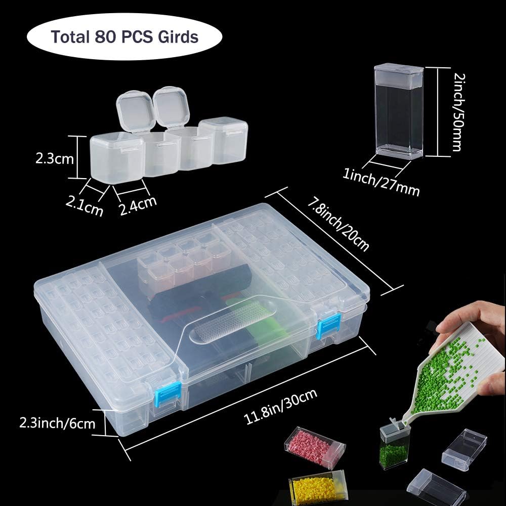 PP OPOUNT 170 PCS A4 Diamond Painting Light Pad Kits, Diamond Art Accessories Kit with Light Board, 80 Grids Diamond Box and Storage Bag, Diamond Painting Tools Kit Full Drill for Diamond Art