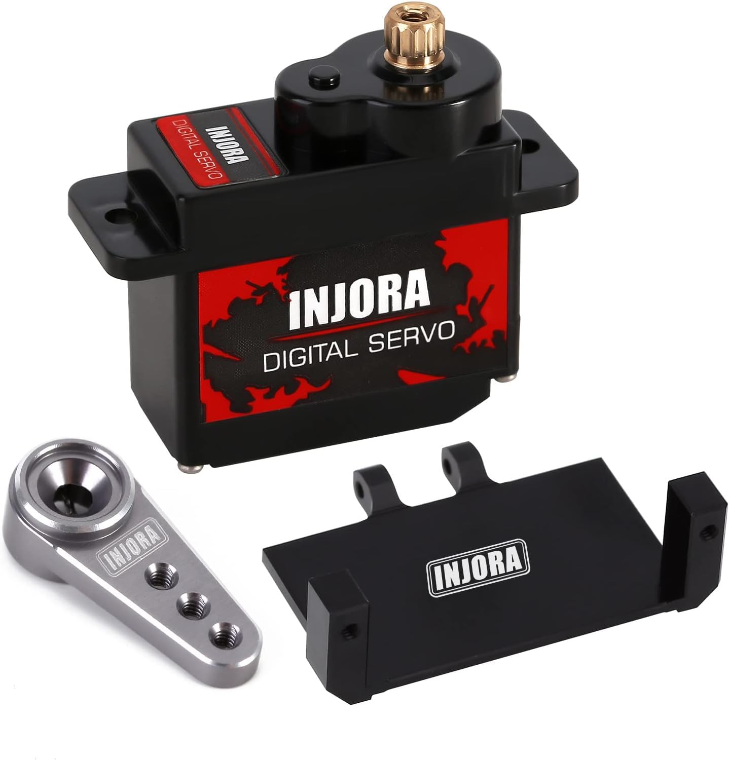 INJORA RC Servocomandi 12g Digitale Servo con Supporto in Metallo e Braccio 15T per RC Axial SCX24 AX24 Car Model Upgrade Parts?Grigio