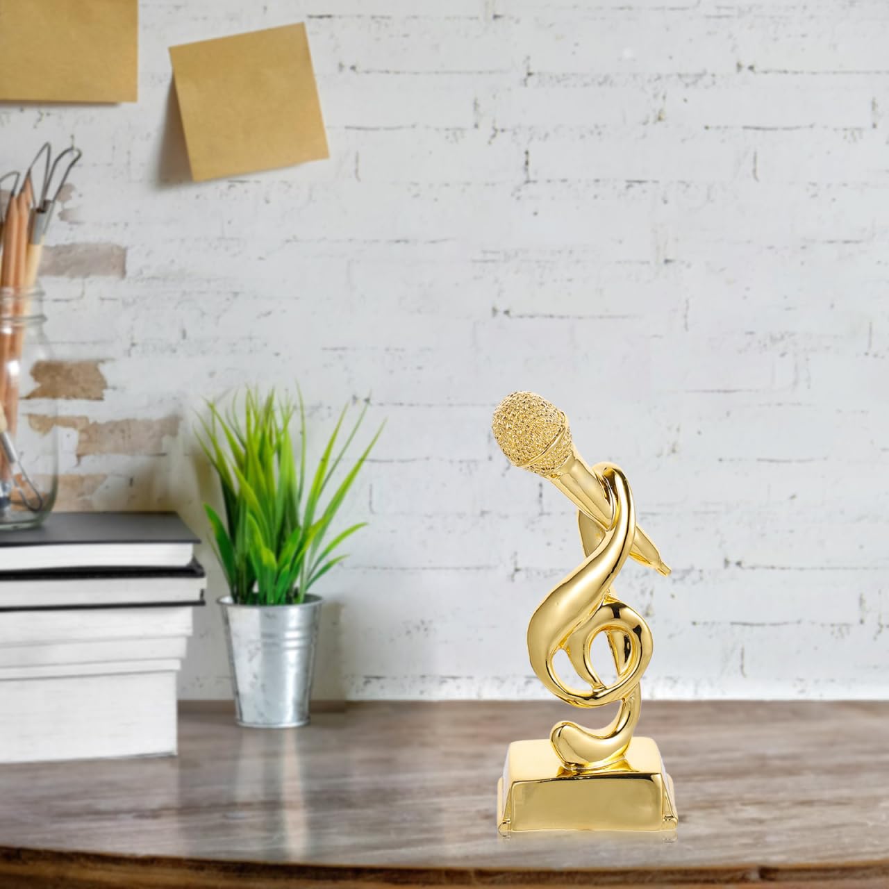 Alipis Trophée De Microphone Doré Trophée De Chant Trophée De Récompense Trophée De Décoration en Or Microphone Petit Microphone Décor Musical Microphone pour Enfants Mini Petit