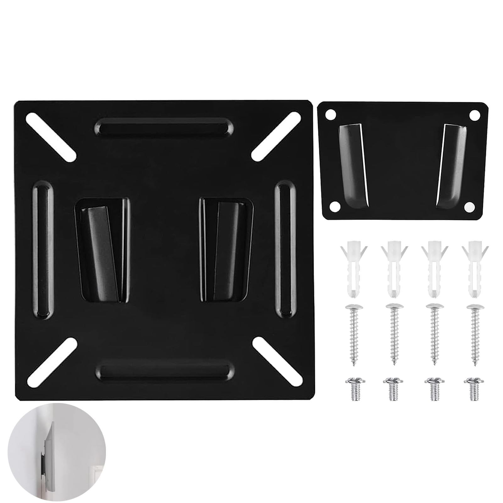 Monitor Wall Mount for 14-24“ TV Computer, Small TV Wall Bracket, Universal Low Profile Rv TV Wall Mount, Vesa 75x75mm and 100x100mm, for Rv Camper, Max Weight 22lbs