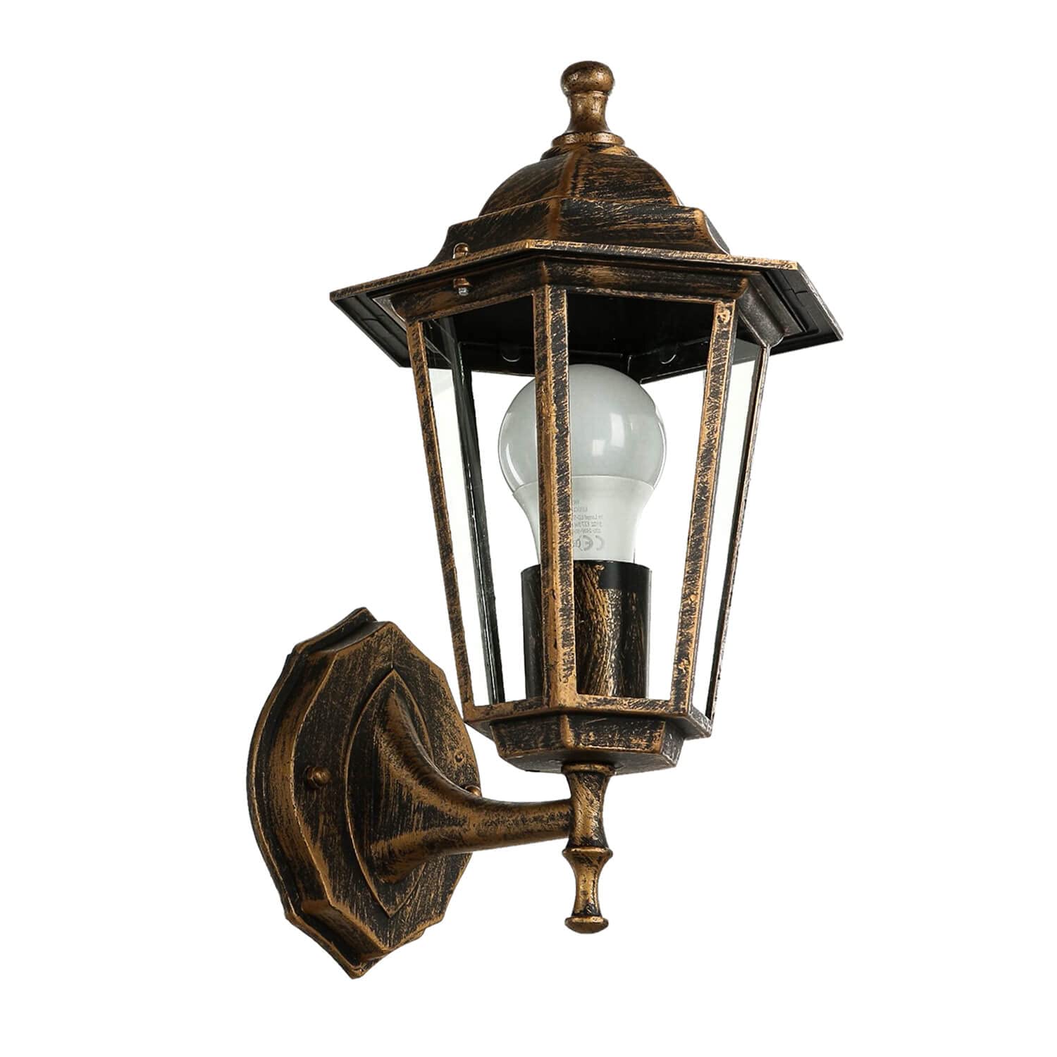 Licht-Erlebnisse Lampada da parete con braccio Paris stile retrò rame antico IP44 impermeabile in alluminio Applique per giardino cortile balcone viale di ingresso