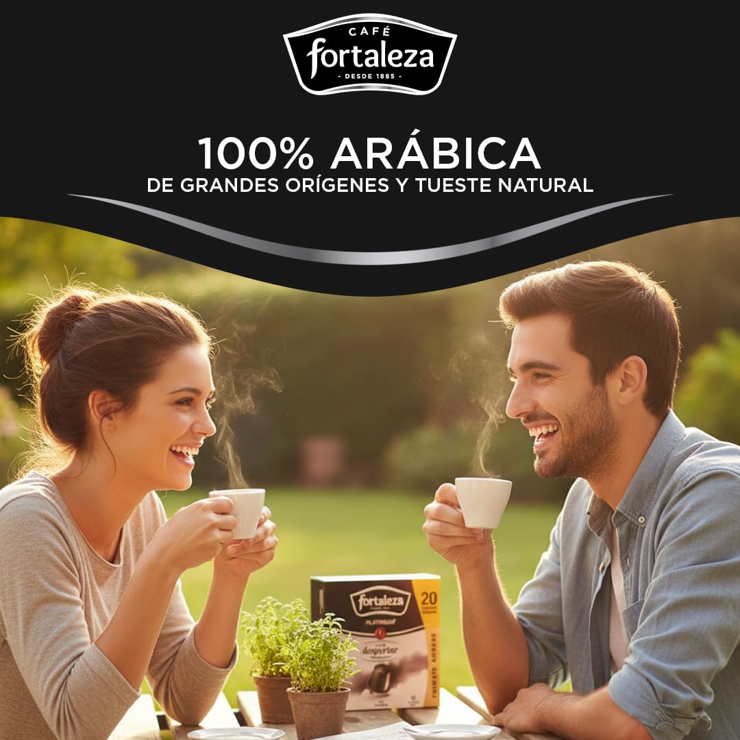 CAFÉ FORTALEZA Cápsulas de Café Compatibles con Nespresso Sabor Despertar Pack 8x20 - Total 160 uds - Café 100% Arábica Tueste Natural - Cápsulas de Café Intensidad 10 con Aroma Fresco