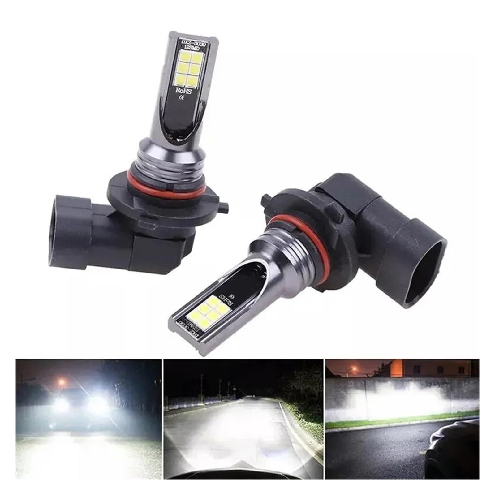 Genérico Luces traseras del vehículo 2 uds H8 H9 H1 H3 Led H11 9005 HB3 9006 HB4 coche CSP LED bombillas de faros antiniebla 6000K blanco lámpara antiniebla para coche luz diurna(H8 H9 H11)