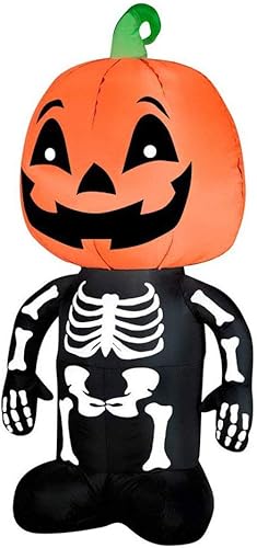 Gemmy Airblown - Esqueleto inflable para niño con una calabaza como cabeza, decoración navideña, 3.5 pies de alto disponible en Yaxa Peru