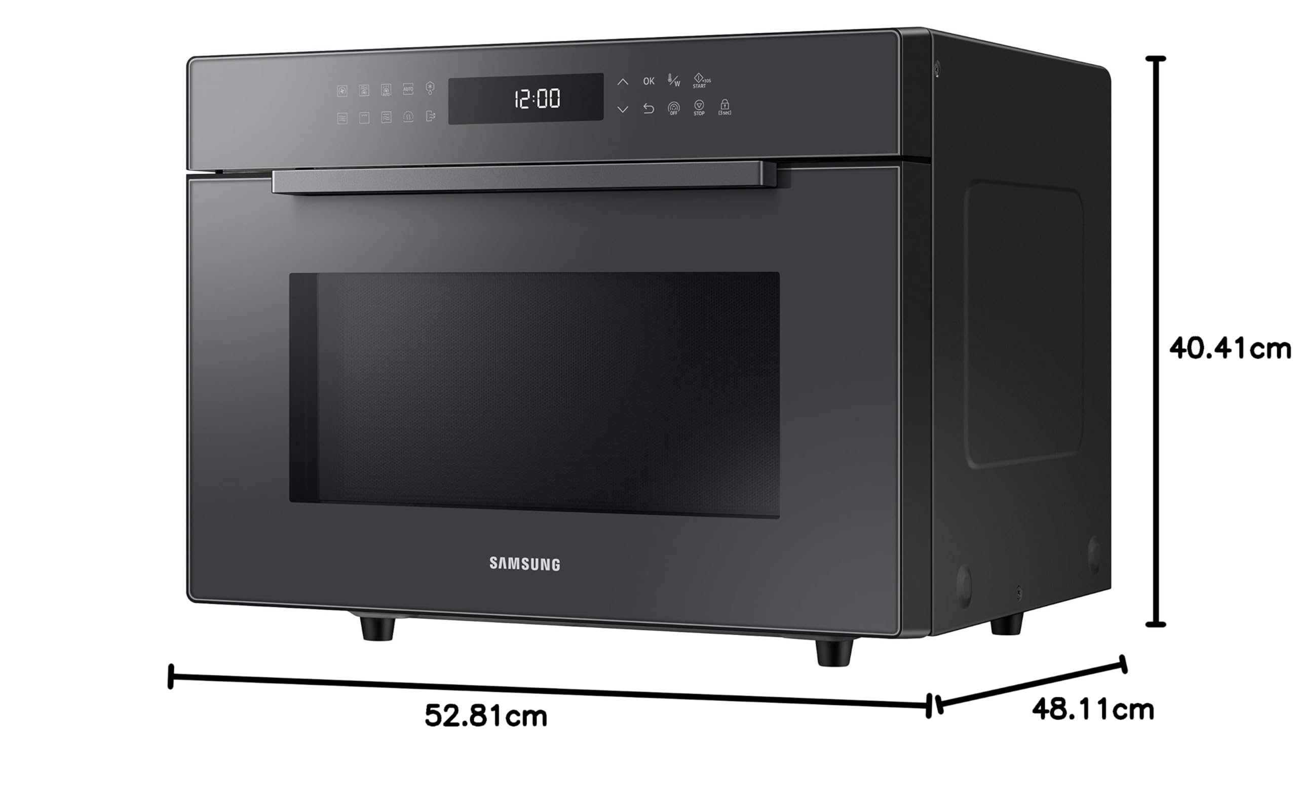 Samsung HotBlast™ MC35R8088LC/ET, Vapeur, Micro-ondes + Grill 900 W + 2250 W, 53l x 40h x 48p cm, 35 L, Graphite