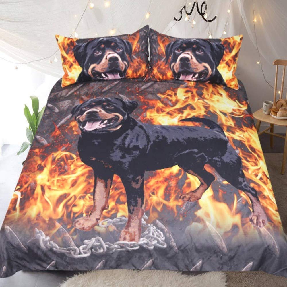 Housse de couette chien 3D parure de lit anti-décoloration pour lit enfant garçon 210x210 cm