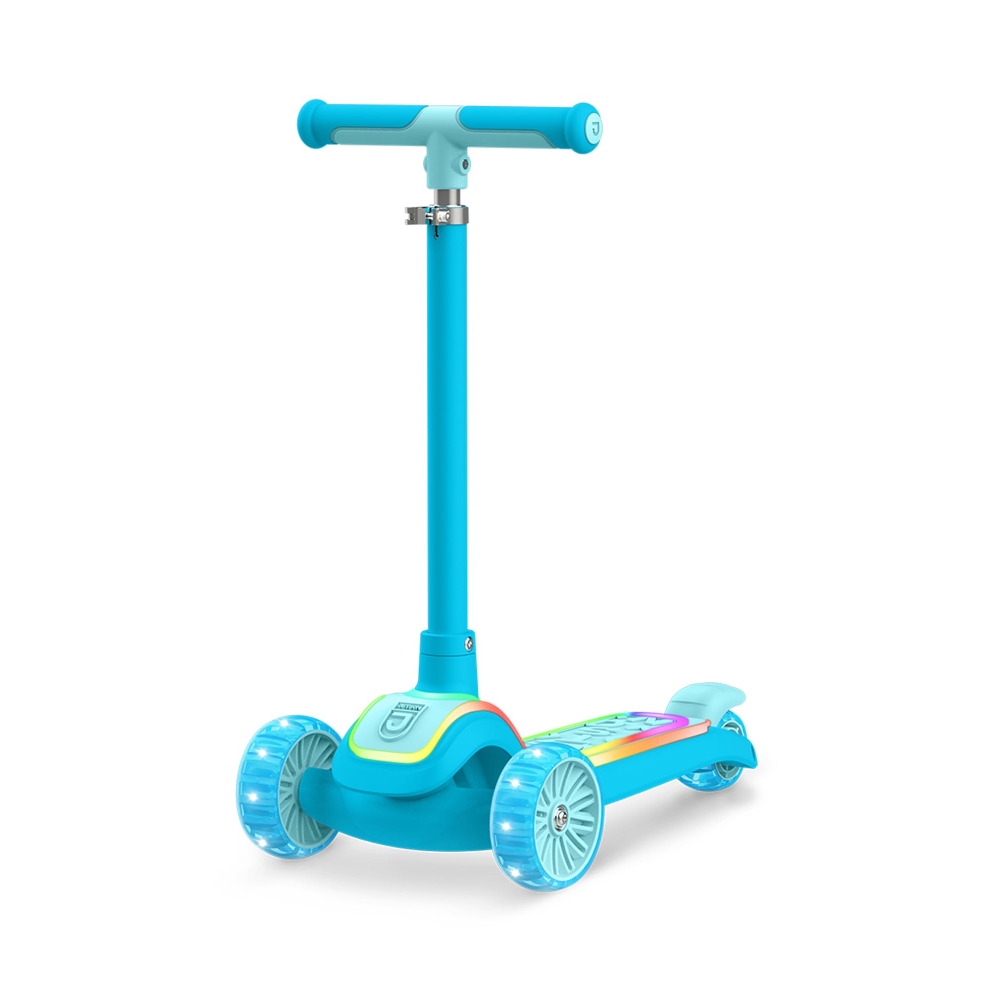jetson 3-wheel light-up kick scooter, lights on stem & wheels, height adjustable handlebar, rear brake, foldable, ages 3+
