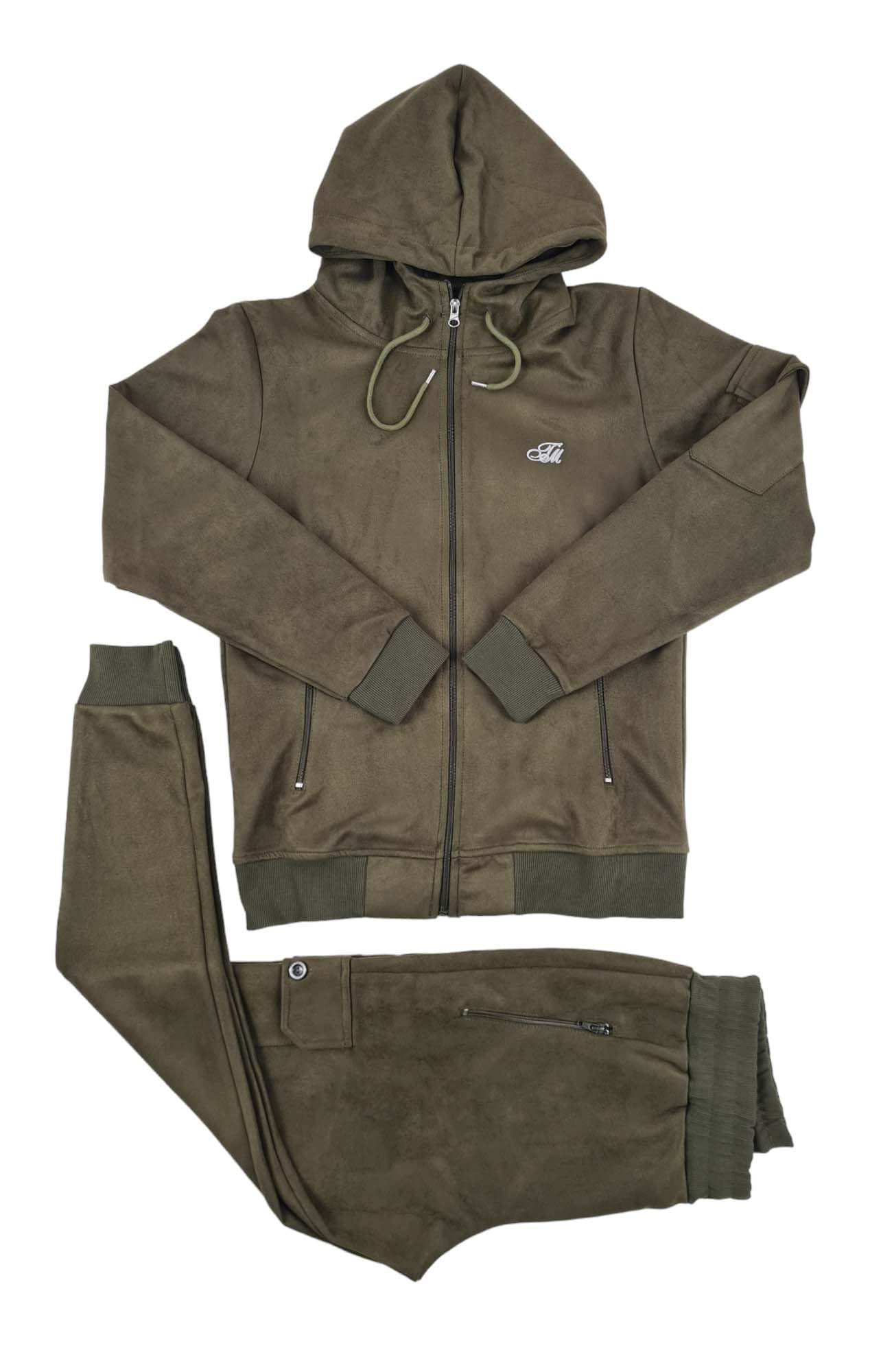 GenericTime Is Money Men's Designer Urban Wear Velour Cargo Combat Tracksuit, Black, Yellow, Navy, Olive