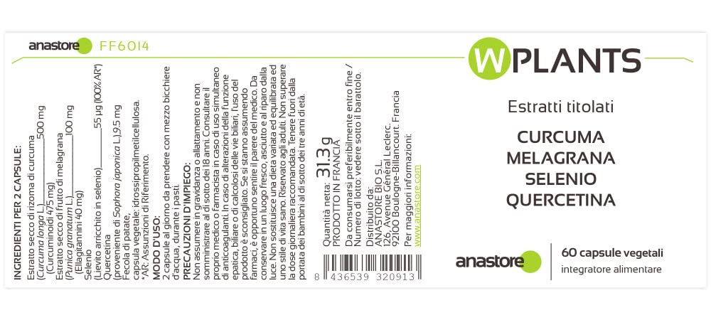 WPLANTS * PACK 3+1 GRATUIT * 317.5 mg / 240 gélules * Articulations (inflammation), Cardiovasculaire, Cerveau, Digestion * Garantie Satisfait ou Rembours * Fabriqué en France