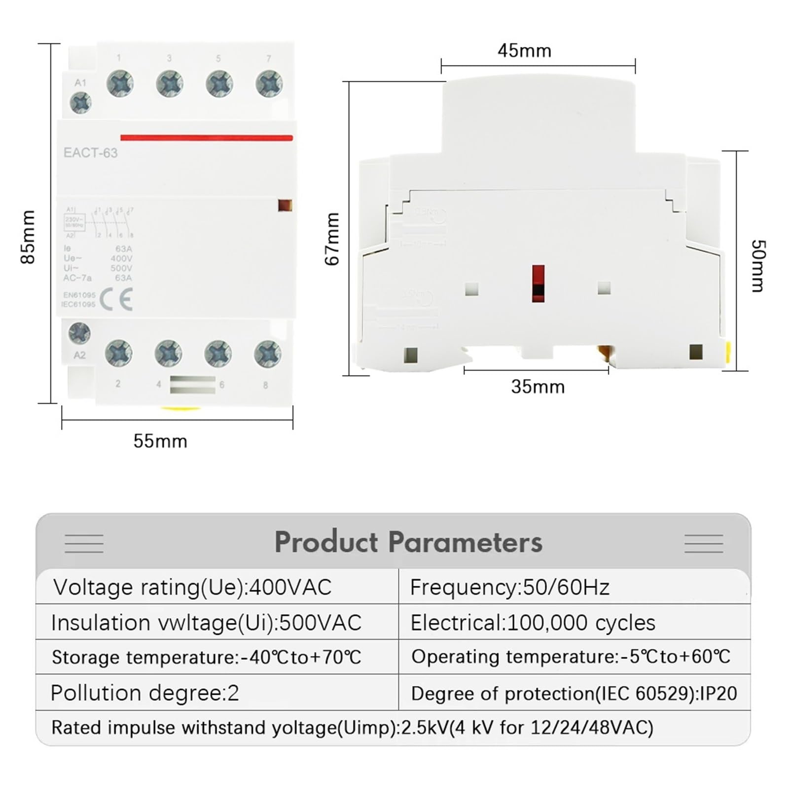 Stycznik modułowy domowy 4-biegunowy 32-63 A AC 110 V 220 50/60 Hz do szyny DIN, kontroler przełącznika NO, NC, 2 NO(25 V, 2NO2NC-220V)