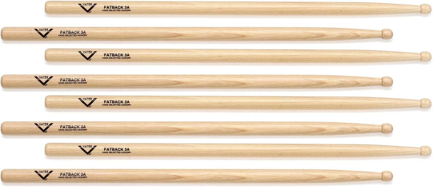 Baquetas Hickory Vater 3A con punta de madera 4 pares miniatura 1