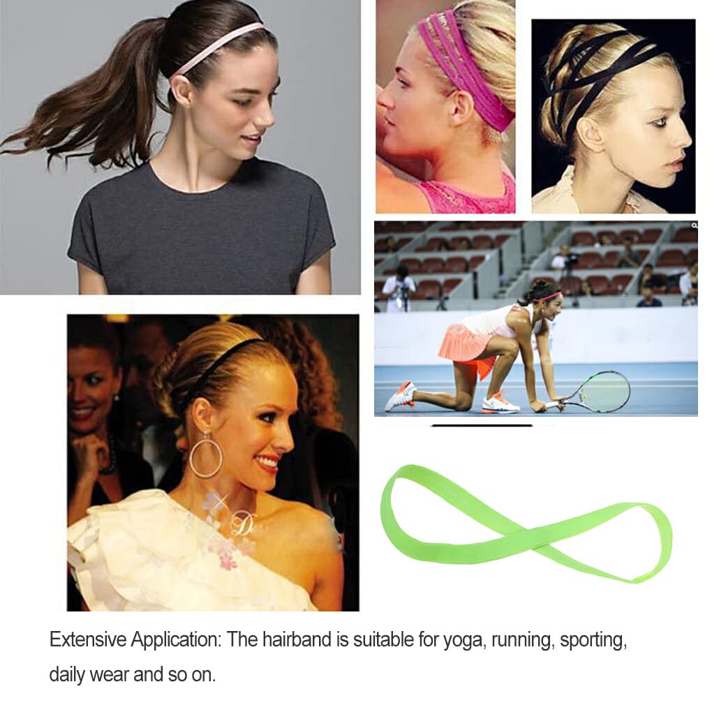 Bandeau Sport Antidérapant Vert Fluo Chevron - Réglable Et Moelleux