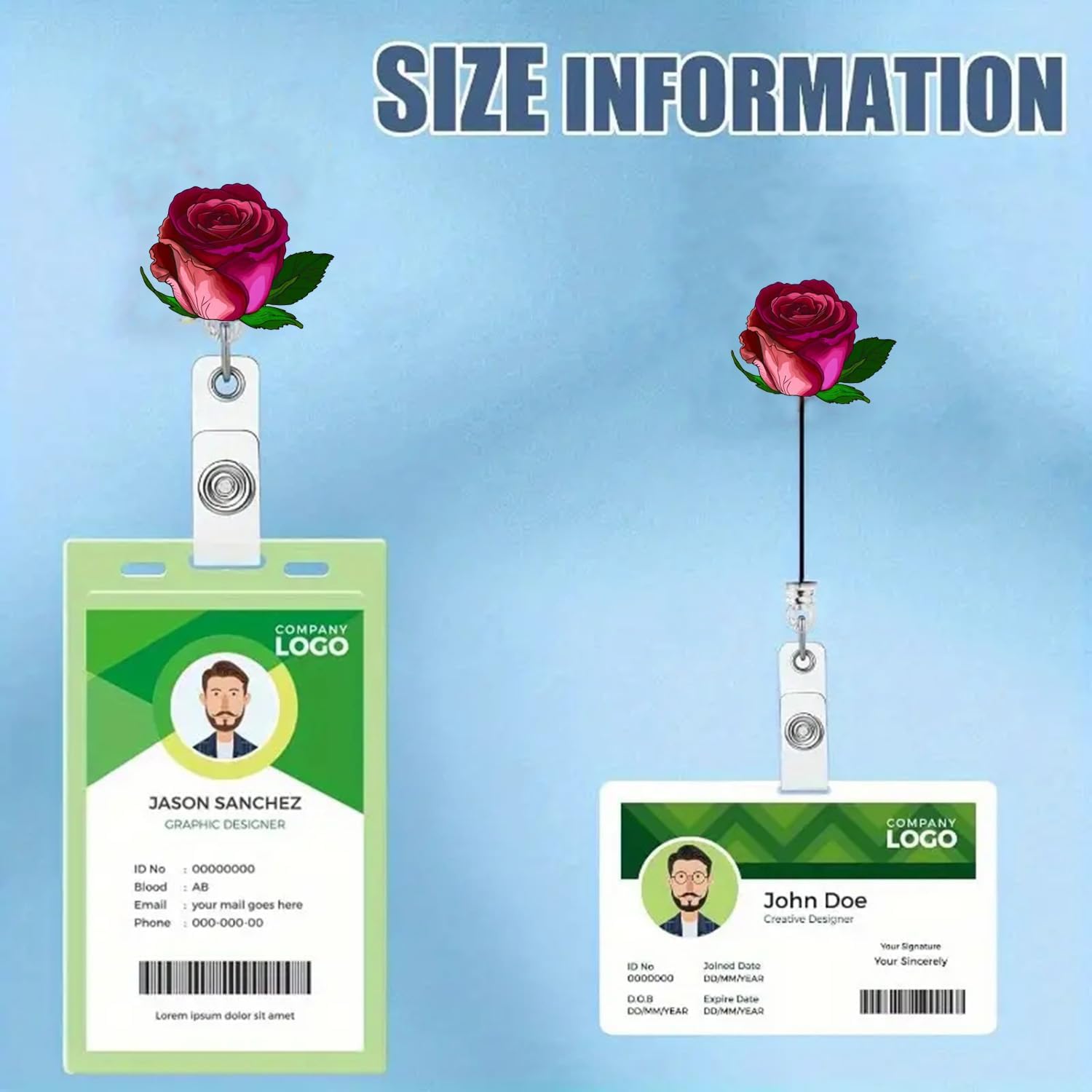 Rose Badge Reels Flower Retractable Alligator Clip Spring Summer Red Badge Clip for Nurse Nursing Name Tag Flower Badge Holder for Doctor Office Worker Student Teacher - Image 3