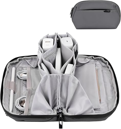Miniatura 7 de DDgro Tech - Bolsa organizadora para accesorios de viaje, bolsa de transporte para electrónica, cargador y cables de MacBook, cables, disco duro