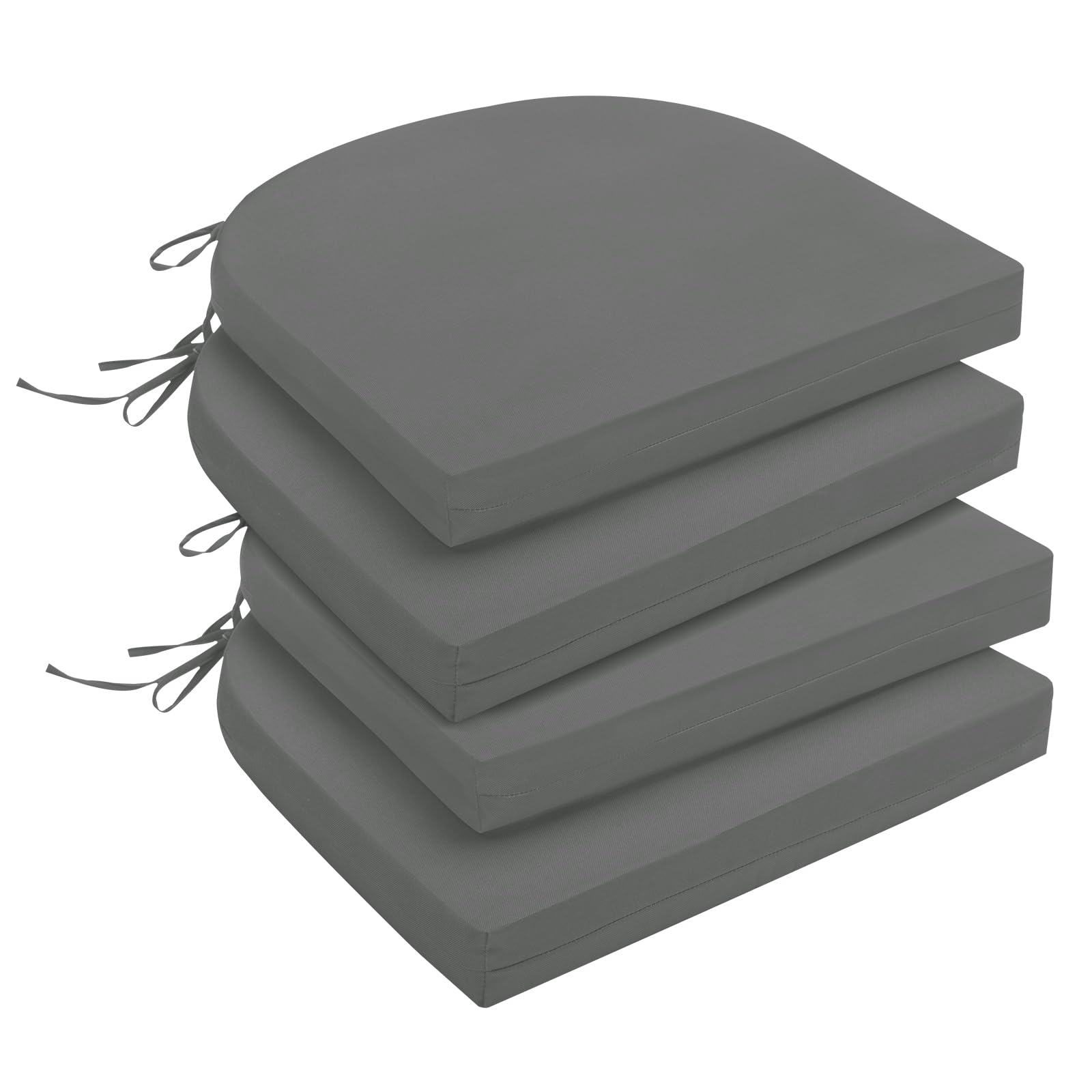 downluxe Outdoor Chair Cushions Set of 4 for Patio Furniture, Waterproof Round Corner Patio Chair Cushions with Ties, Memory Foam Outdoor Seat Cushion, 17" X 16" X 2", Dark Grey-image-27
