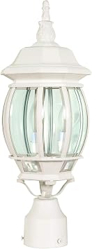 Ciata Outdoor Post Lights, Outdoor Lamp Post Light Pole Post Lantern Lamp Post Outdoor Lighting, Clear Glass, White Finish. Voltage 120, Wattage 60, Clear Beveled Glass Panels.