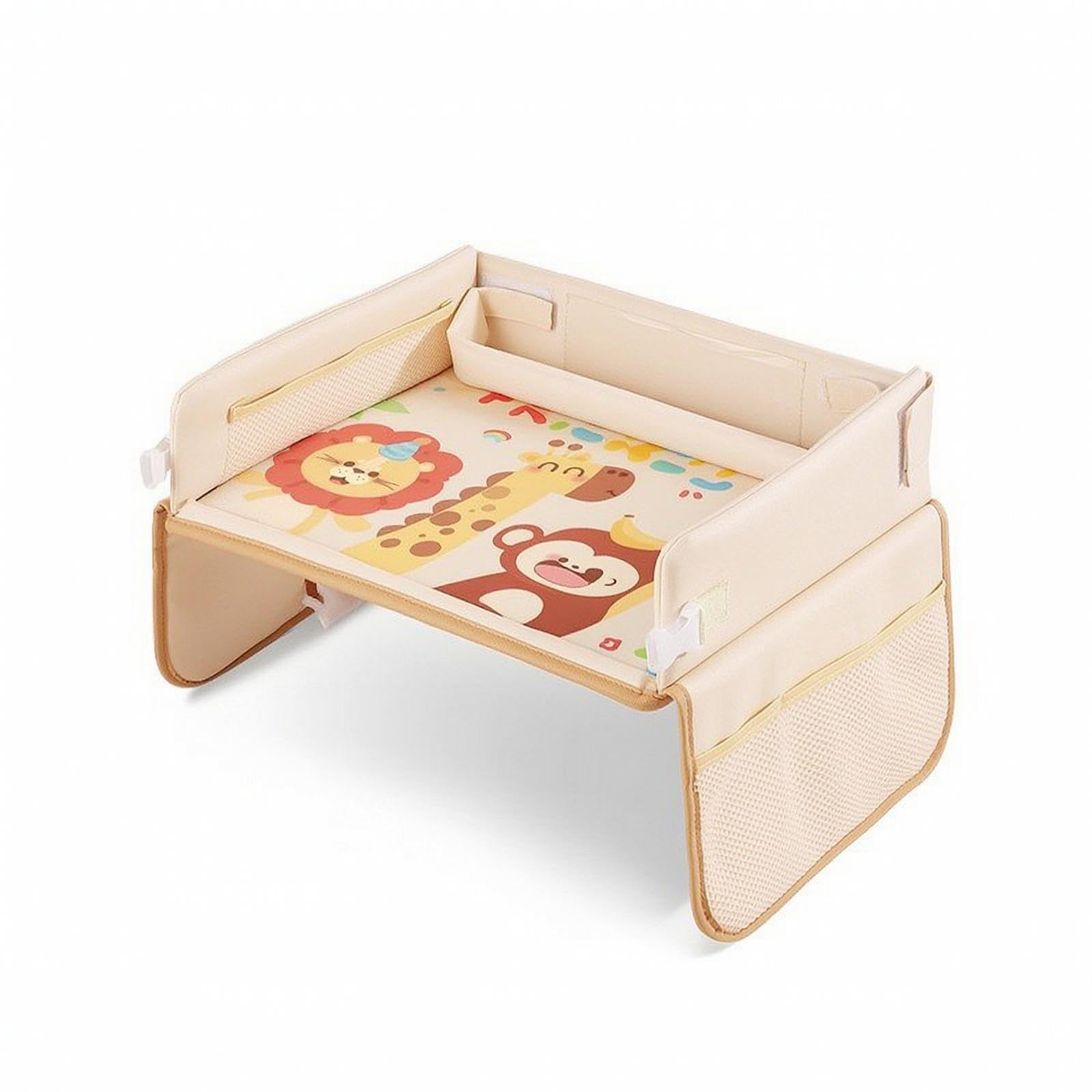 Tray Waterproof Surface & Board Wipe-Clean for Little Ones, Parents, Road Trips Square Beige --image-30
