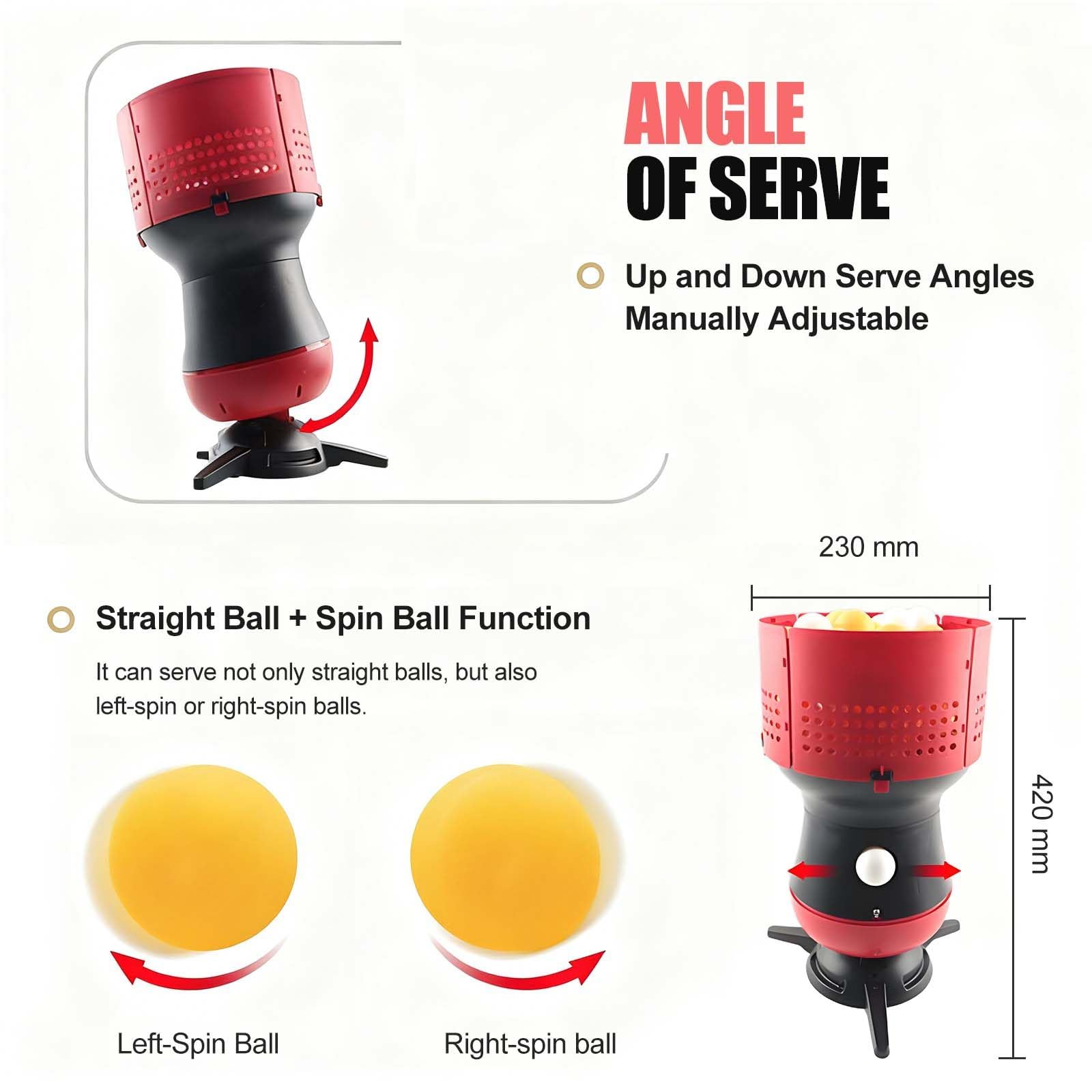 Lanceur De Balles De Ping-Pong pour L'EntraîNement - 90 Balles De RéServe | Deux Modes De Service | TéLéCommande sans Fil, Lanceur De Balles D'EntraîNement Portable pour Tennis De Table