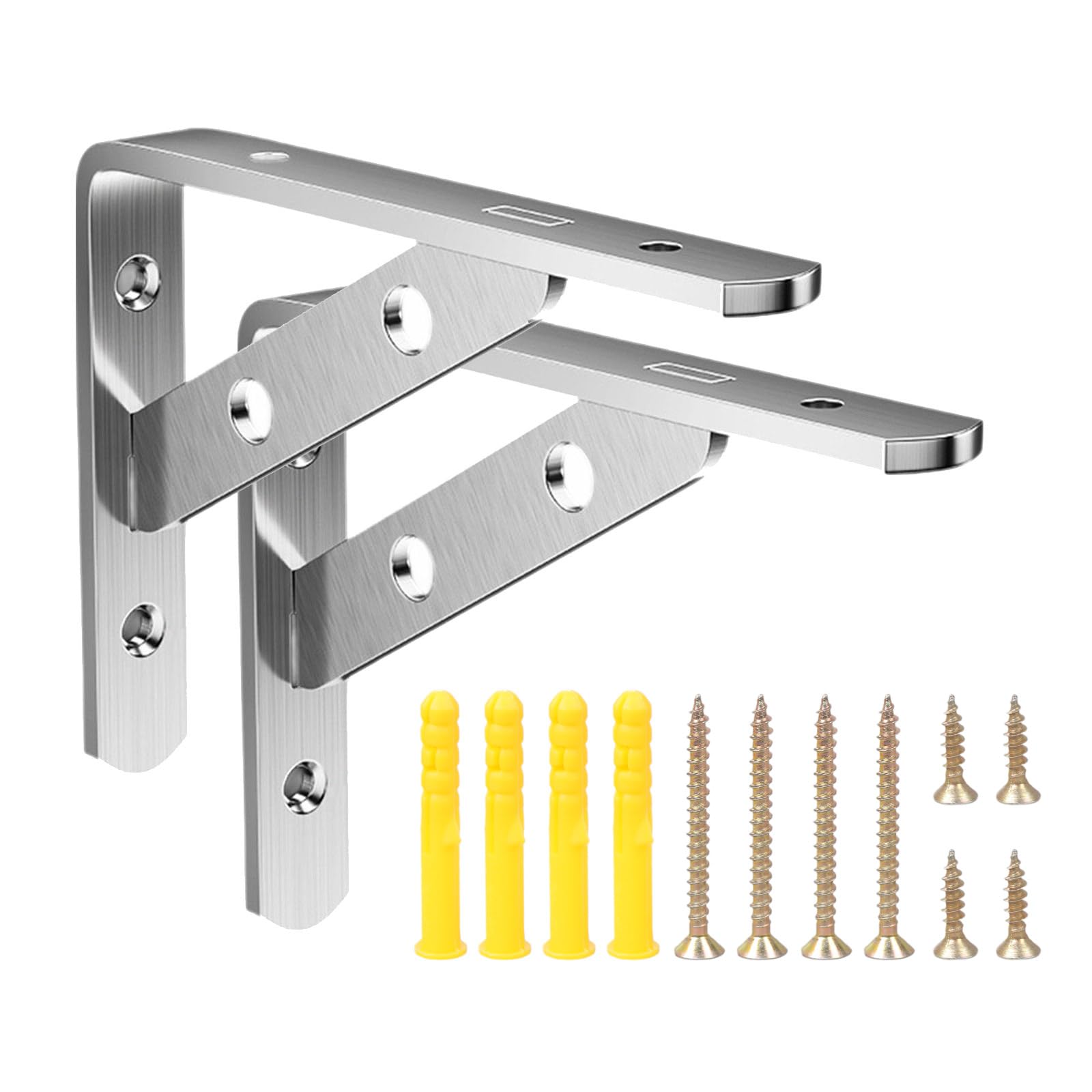 2Pcs High Strength Triangular Shelf Brackets, Stainless Steel Wall Mounted Supports for Garage & Kitchen Shelves Triangular Brackets Wall Shelf