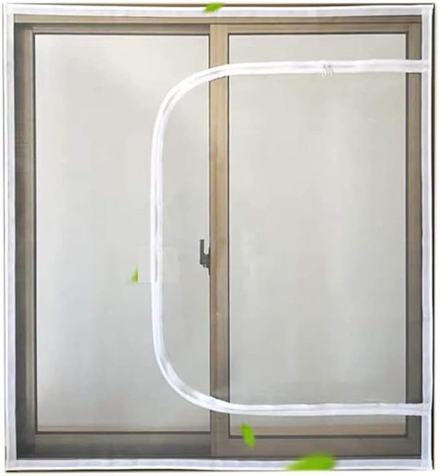 Custom Size Window Screen Mesh, Self-Adhesive Cat Protection Net with Zipper, Balcony Window Safety Screen Mesh