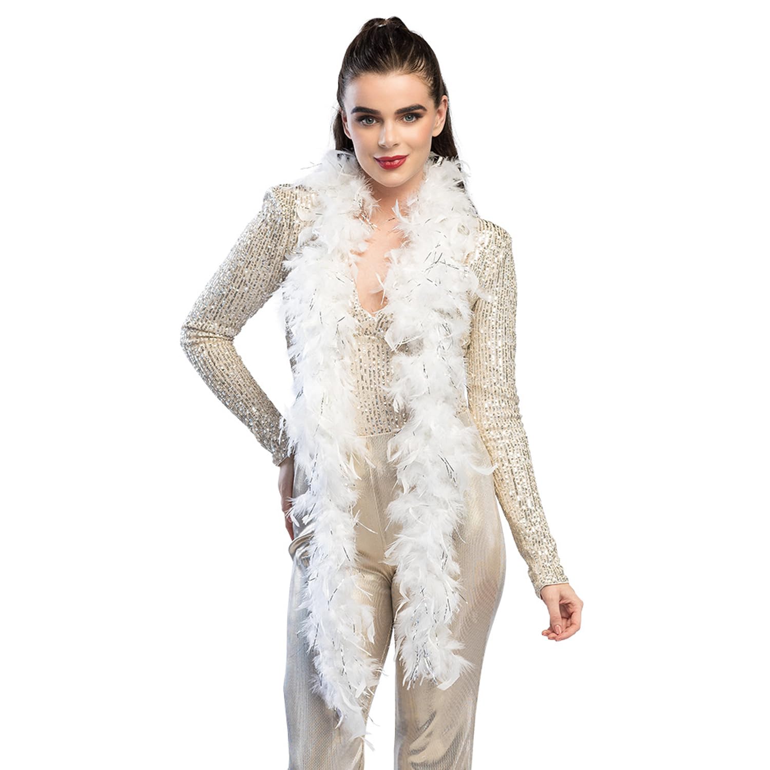 Partycolare- Accessori Carnevale - Boa Bianco e Nero