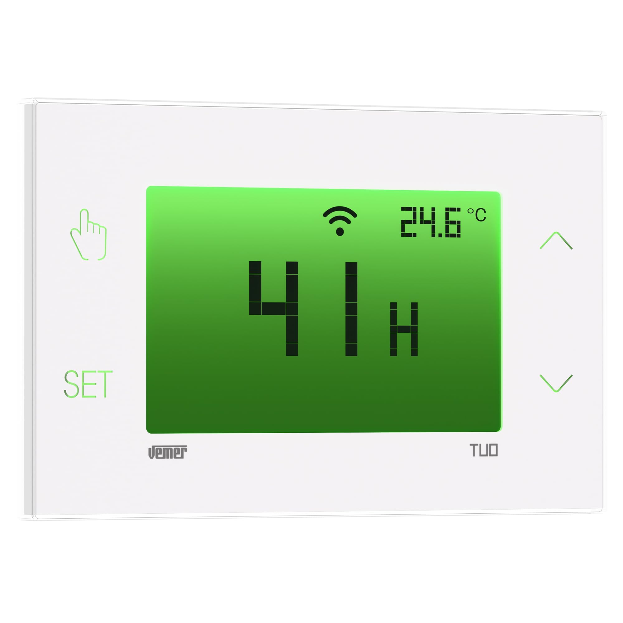 VEMER VE797700 TUO RH WI-FI - Umidostato WiFi Touch Screen da Parete, Igrostato Digitale con App, Configurazione Veloce tramite Bluetooth, Alimentazione 230V, Bianco