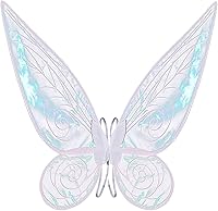 Vista 1 de Alas de hada para adultos, alas de princesa transparentes brillantes, alas de ángel, ideales para disfraz de Halloween, color blanco